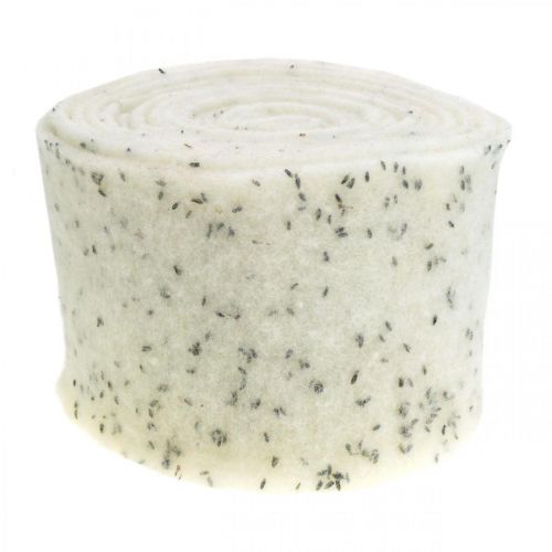 Floristik24 Huopanauha laventelin kukilla, koristenauha, ruukkunauha, villahuopa kermanvalkoinen 15cm 5m