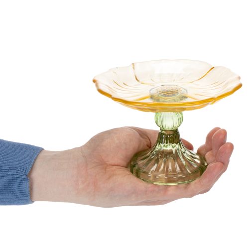 kohteita Koristeellinen lasilautanen jalalla, kukkakuvio, ihanteellinen juhlaviin tarjoiluihin, 15 cm