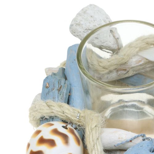 Floristik24 Driftwood-kynttilänjalka lasisella teevalolla Ø12cm H8cm