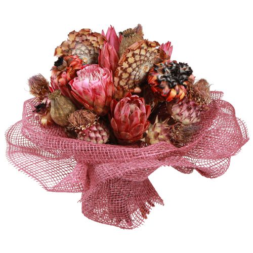 Floristik24 Kuivatut kukat sekoitus pinkki protea artisokka unikko 38cm 580g
