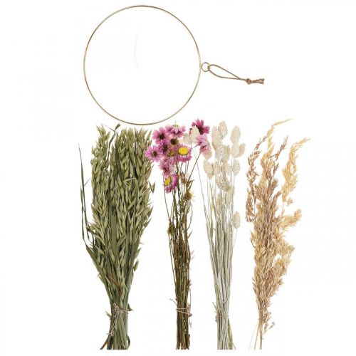 Floristik24 Kuivatut kukkasormus pinkki sormus kuivatut kukat silmukka Tee-se-itse-laatikko Ø20cm