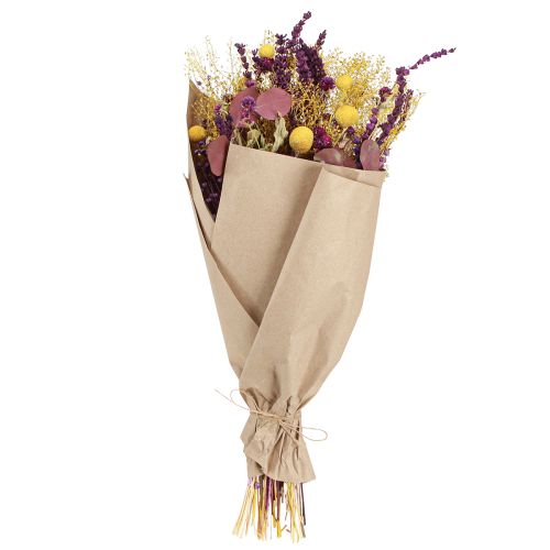 kohteita Kuiva kimppu keltainen violetti vihreä craspedia eucalyptus 53cm 150g