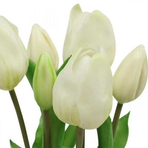 kohteita Artificial Tulips White Cream Real Touch 38cm 7 kpl