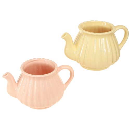 Planter keraaminen koristeellinen teekannu oranssinkeltainen 19,5×13,5×11cm 2 kpl