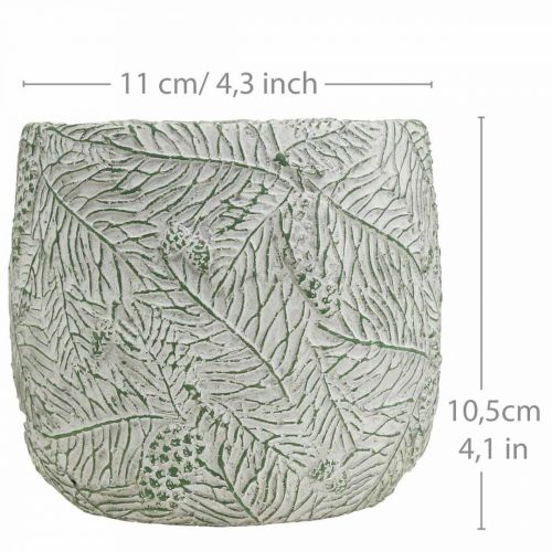 kohteita Istutuskone keraamiset vihreät valkoiset harmaat kuusen oksat Ø12,5cm K12cm