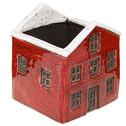 Keraaminen istutuslaatikko, adventti, punainen ja valkoinen, 10 × 10 × 12 cm