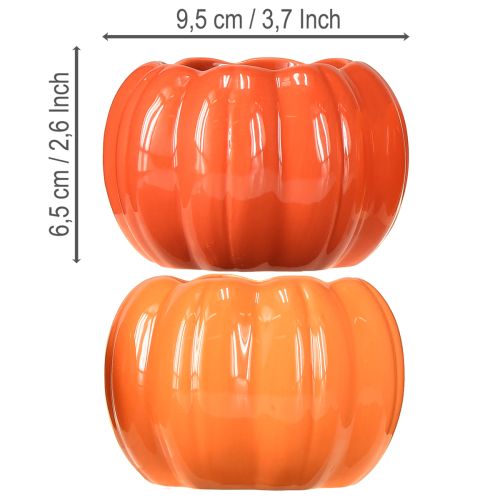 Keraaminen kurpitsa-ruukku, oranssi, Ø9,5 cm, korkeus 6,5 cm, 4 kpl | Floristik24.fi