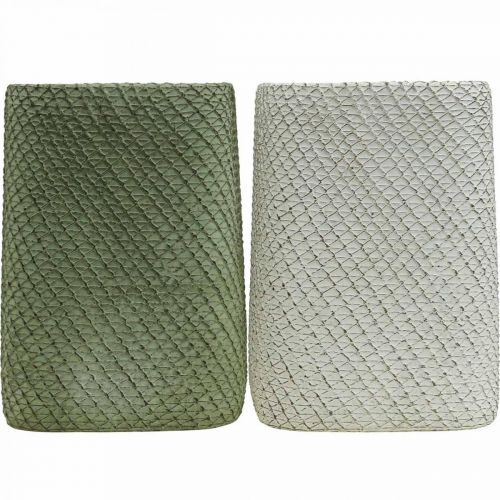 kohteita Istutuskone keraaminen valkoinen vihreä reliefiverkko 14x14cm K21,5cm 2kpl