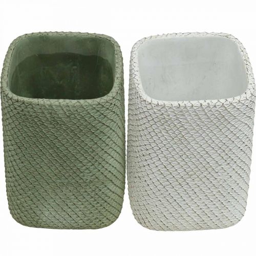 kohteita Istutuskone keraaminen valkoinen vihreä reliefiverkko 14x14cm K21,5cm 2kpl