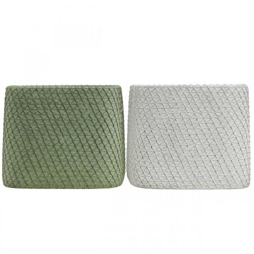 kohteita Istutuskone keraaminen valkoinen vihreä kohokuvioverkko 12,5x12,5cm K9cm 2kpl
