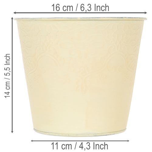 kohteita Metallinen istutusruukku, pastellinkeltainen, Ø16cm, korkeus 14cm