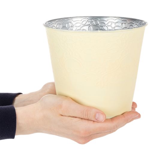 kohteita Metallinen istutusruukku, pastellinkeltainen, Ø16cm, korkeus 14cm