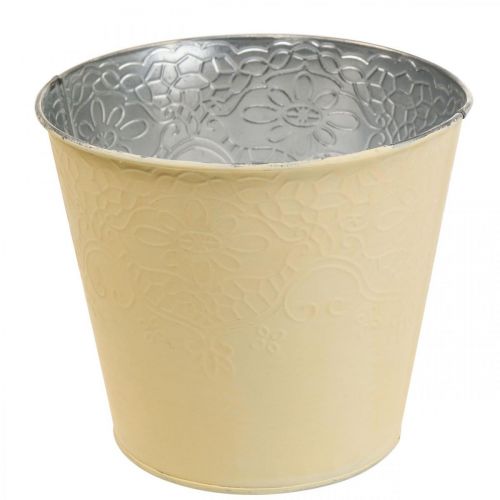 Floristik24 Kukkaruukku metallinen kukkaruukku pastellinkeltainen Ø12cm