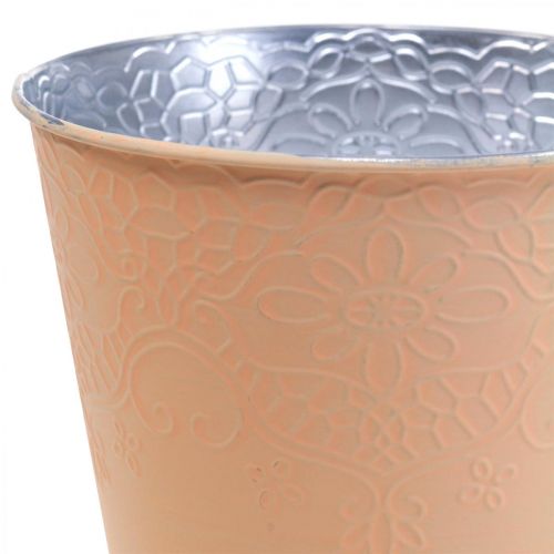 Metallinen kukkaistutuskone pastellioranssi Ø13,5cm K12,5cm