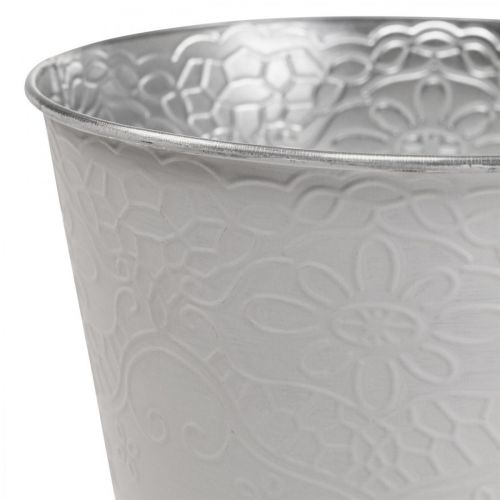 Kukkaruukku metallinen kukkaruukku pastellivalkoinen Ø12cm