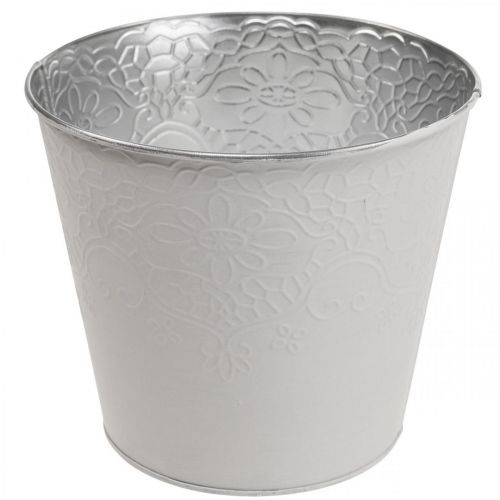Floristik24 Istutuskone metallinen kukkaistutus pastellinvalkoinen Ø20cm K16cm