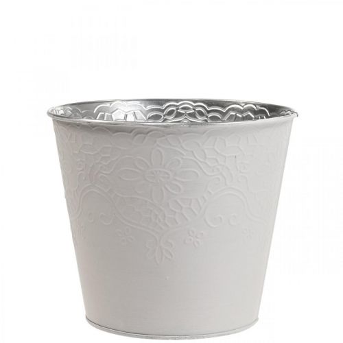 Kukkaruukku metallinen kukkaruukku pastellivalkoinen Ø12cm