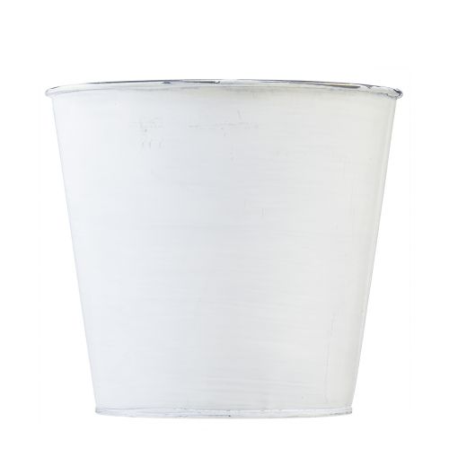 kohteita Kukkaruukku metallinen istutuskone valkoiset kukat 12,5cm K11,5cm