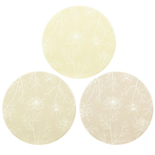kohteita Lasinaluset Pöytäkoristeet Kukat Beige Ruskea Ø20cm 3 Kpl