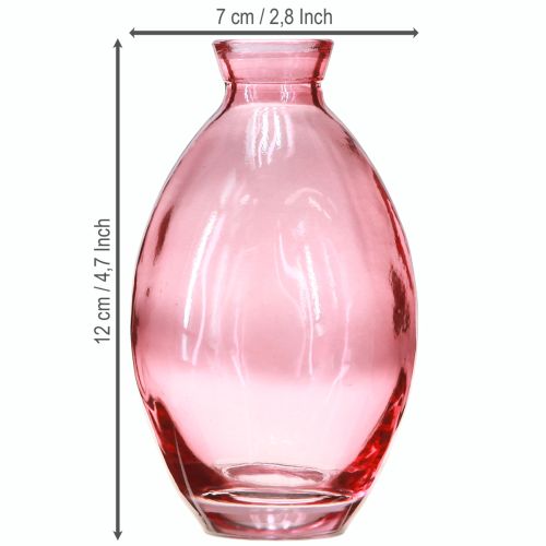 kohteita Maljakko sipulimaisia minimaljakoita, lasia, sävytetty pinkki Ø7cm, korkeus 12cm, 6 kpl