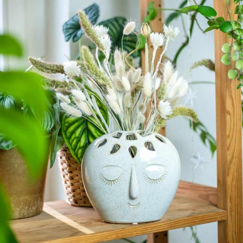 Floristik24 Maljakko kasvovoiteella, beige H18cm kivitavara look 1 kpl