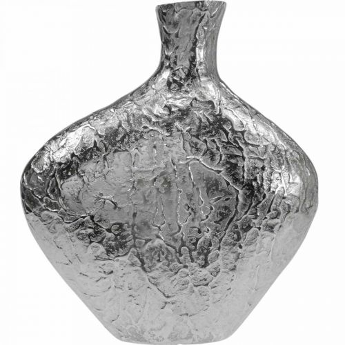 kohteita Koristeellinen maljakko metalli vasaralla kukkamaljakko hopea 24x8x27cm