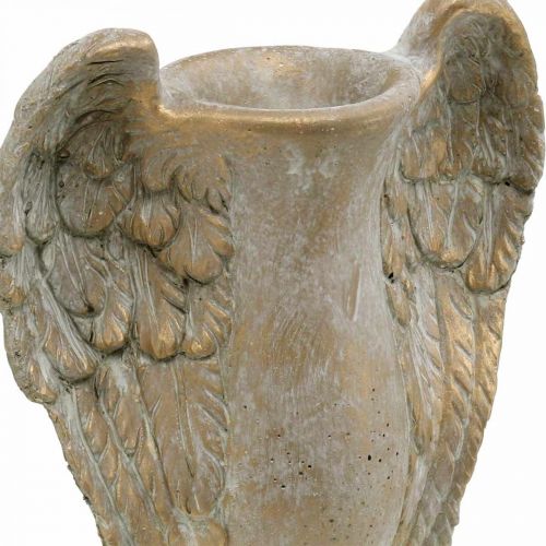 Floristik24 Betoni koristeellinen maljakko, Amfora enkelin siivillä kultainen vintage look W20.5cm H26cm