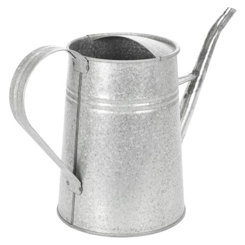 Galvanoitu koristeellinen kastelukannu, metallia, harmaa, vintage-tyyli, 1,7 l, korkeus 23 cm, tyylikkäisiin kukkakoristeisiin ja istutusastioihin | Floristik24.fi