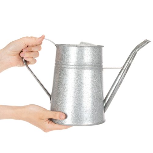 Galvanoitu koristeellinen kastelukannu, metallia, harmaa, vintage-tyyli, 1,7 l, korkeus 23 cm, tyylikkäisiin kukkakoristeisiin ja istutusastioihin | Floristik24.fi