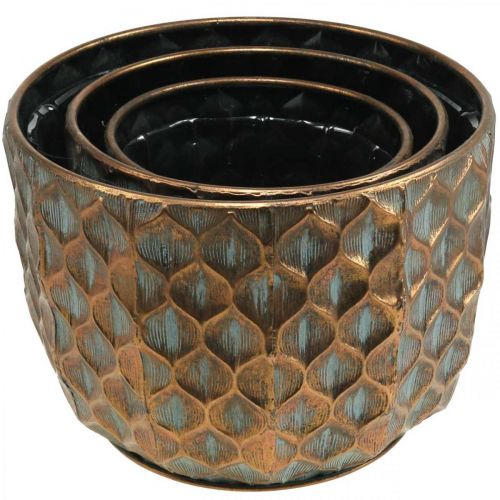 Floristik24 Vintage kukkaruukku cachepot kuparinvärinen Ø22/28/35cm setti 3 kpl
