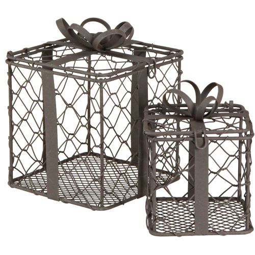 Floristik24 Vintage Wire Basket -lahjakori metallinharmaa, 10,5/7,5 cm, 2 kappaletta
