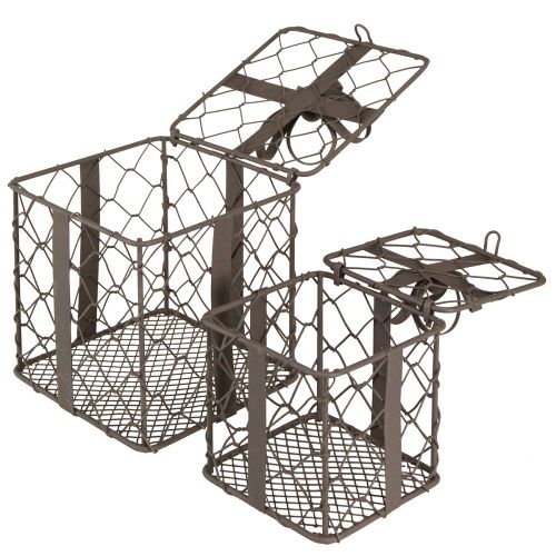 kohteita Vintage Wire Basket -lahjakori metallinharmaa, 10,5/7,5 cm, 2 kappaletta