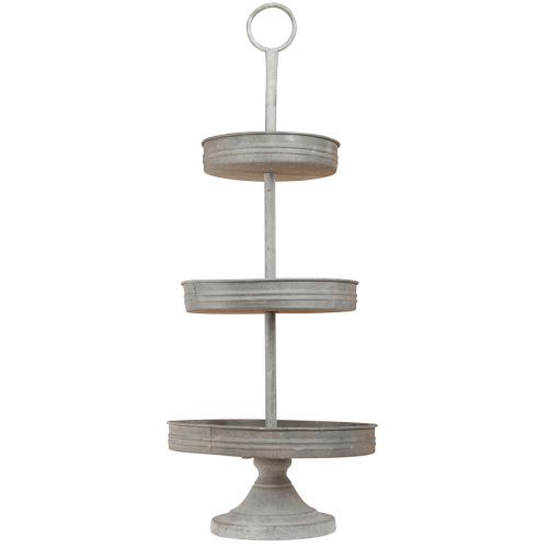 kohteita Vintage etagere metallinharmaa 3-tasoinen Ø30,5cm K78cm