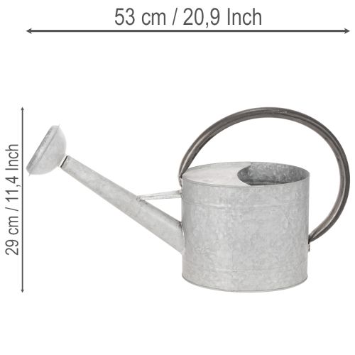 Metallinen kastelukannu, hopeanharmaa, tyylikäs puutarhakoriste, kukkamaljakko, P53cm K29cm | Floristik24.fi