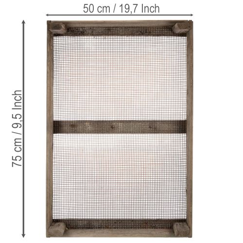 kohteita Vintage puinen laatikko metalliverkolla, maalaistyylinen, sipulisiivilä, koristeellinen, 75 × 50 × 14 cm