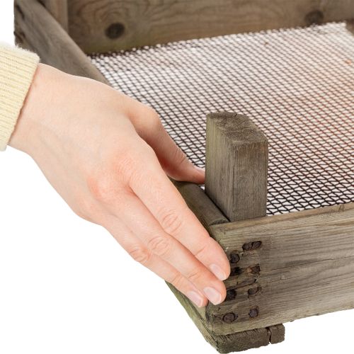 kohteita Vintage puinen laatikko metalliverkolla, maalaistyylinen, sipulisiivilä, koristeellinen, 75 × 50 × 14 cm