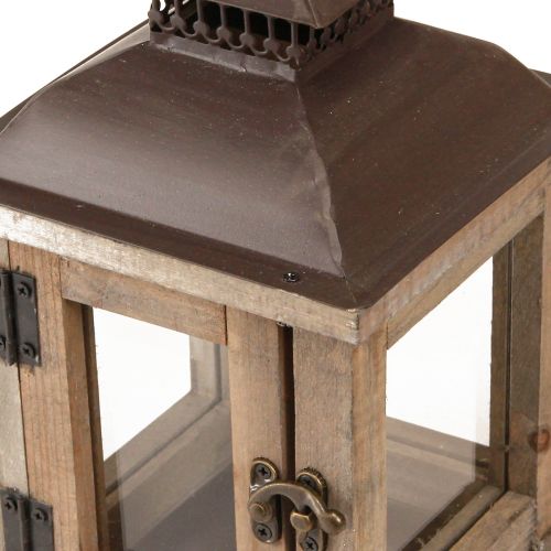 Floristik24 Vintage lyhty tummanruskea puinen lyhty 15×15cm K26cm