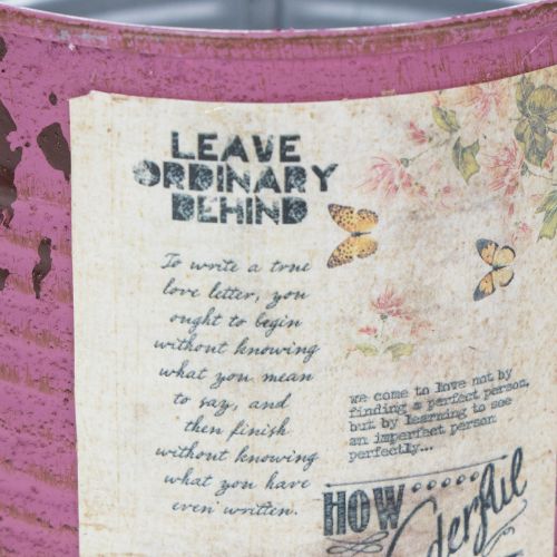 kohteita Vintage-istutuslaatikko, violetti, metallinen, kesäkoriste, Ø11cm, korkeus 10.5cm