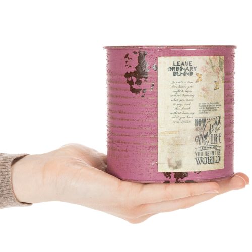 kohteita Vintage-istutuslaatikko, violetti, metallinen, kesäkoriste, Ø11cm, korkeus 10.5cm