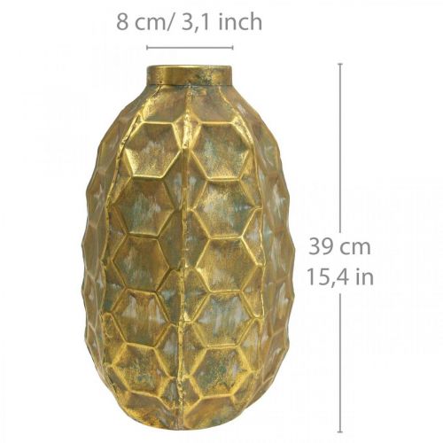 kohteita Vintage-maljakko kultainen kukkamaljakko hunajakennonäköinen Ø22,5cm K31cm
