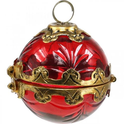 kohteita Vintage joulupallo avattavaan lasiin punainen kultainen Ø8cm 2 kpl setti