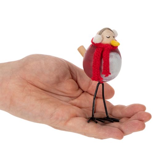 Koristeellinen lintuhahmo huivilla, talvikoriste, 11 cm, 4 kpl | Floristik24.fi
