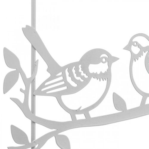 Bird deco ikkunakoristejousi, metallivalkoinen K37,5cm 2kpl