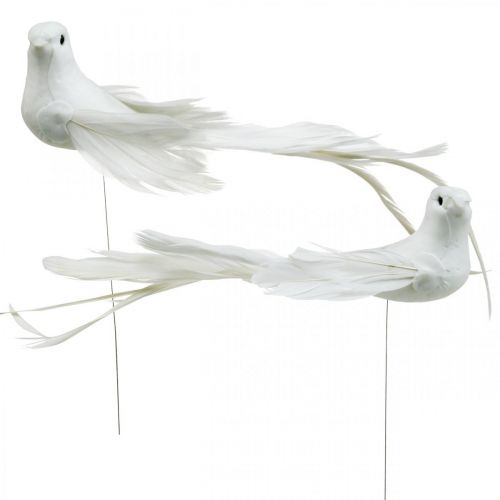 kohteita Valkoiset kyyhkyset, häät, koristekyyhkyt, lintuja vaijerilla H6cm 6kpl
