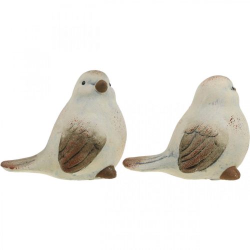 Floristik24 Keraamiset linnut, kevät, koristelinnut valkoinen, ruskea H7/7,5cm 6kpl