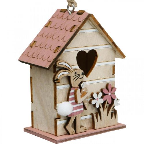 Floristik24 Birdhouse riippuva keväällä koristeellinen Birdhouse Bunny pääsiäiskoristelu 4kpl