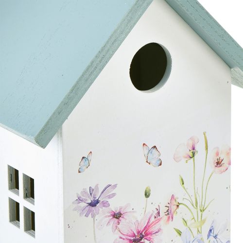 kohteita Lintukodin koristelu kevätvalkoinen turkoosi 15x10,5x19cm 2 kpl