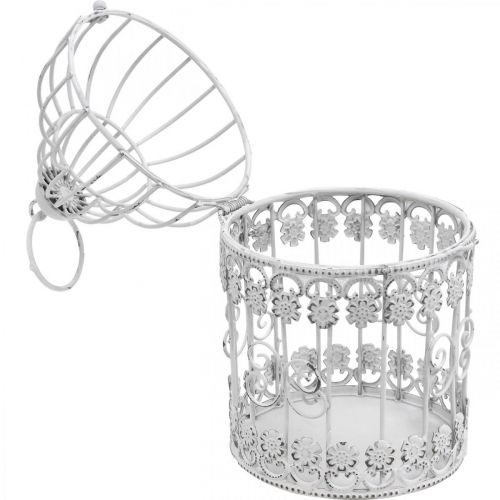 Floristik24 Deco Aviary Shabby White Bird Cage Metal Decoration Ø10cm K17cm