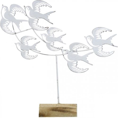 Floristik24 Pääskyset, pöytäkoristeet, lintukoristeet paikoilleen Valkoinen, luonnolliset värit Shabby Chic K33,5cm L32,5cm