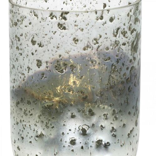Floristik24 Kynttilän lasi kaksisävyinen lasi maljakkolyhty kirkas, hopea K14cm Ø10cm